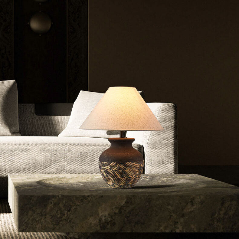 Fabric Ceramic Jar Study Table Lamp
