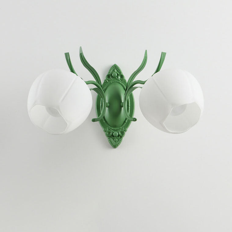 Floral Glass Round 1/2 Wall Lamp