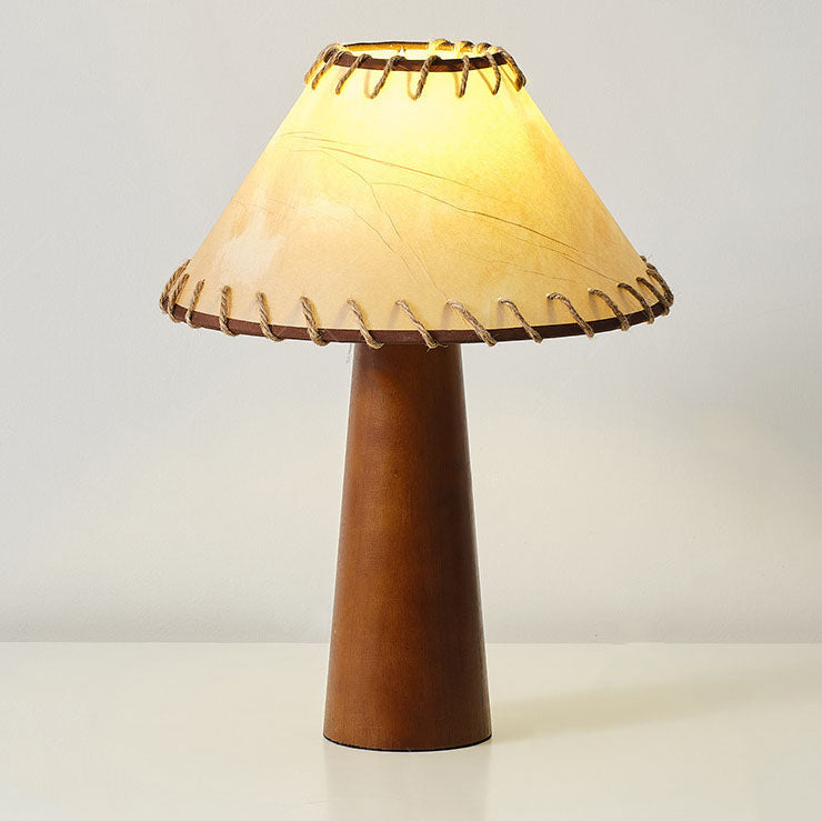 Solid Wood Parchment Cone Table Lamp