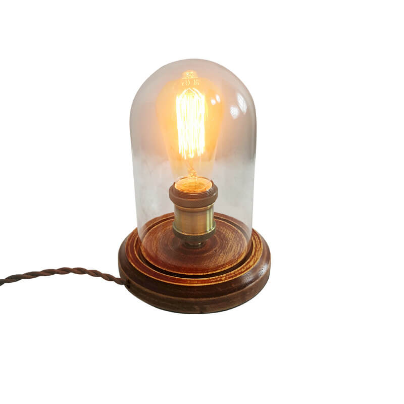 Wood Glass Table Lamp