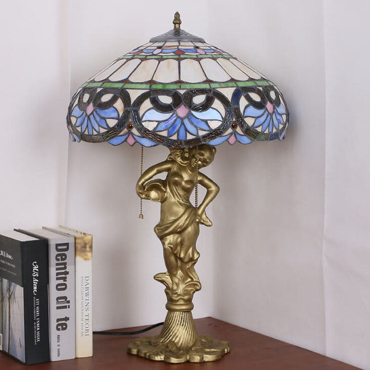 Peach Heart Baroque Stained 2-Light Table Lamp