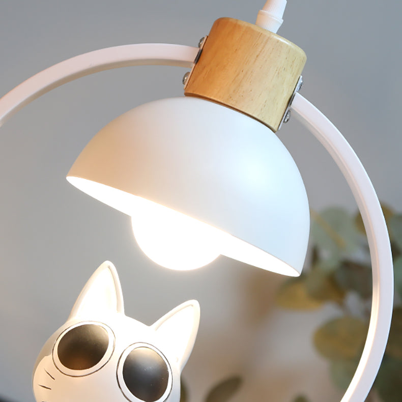 Wood Iron Resin Round Wall Lamp