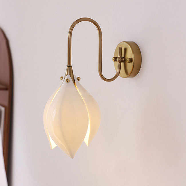 Ceramic Magnolia Flower Shape Wall Lamp