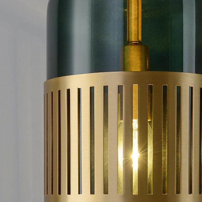 Iron Glass Cylindrical Bedroom Wall Lamp