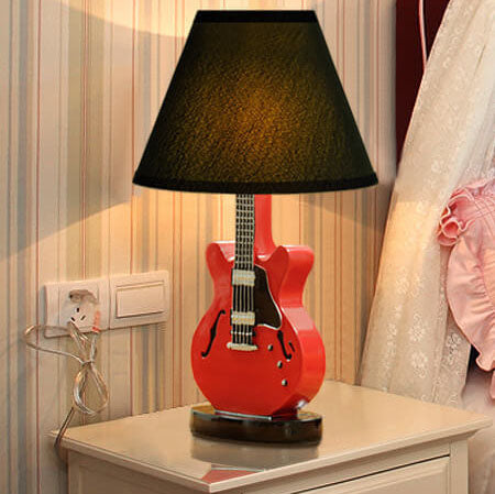 Cartoon Fabric Guitar Table Lamp
