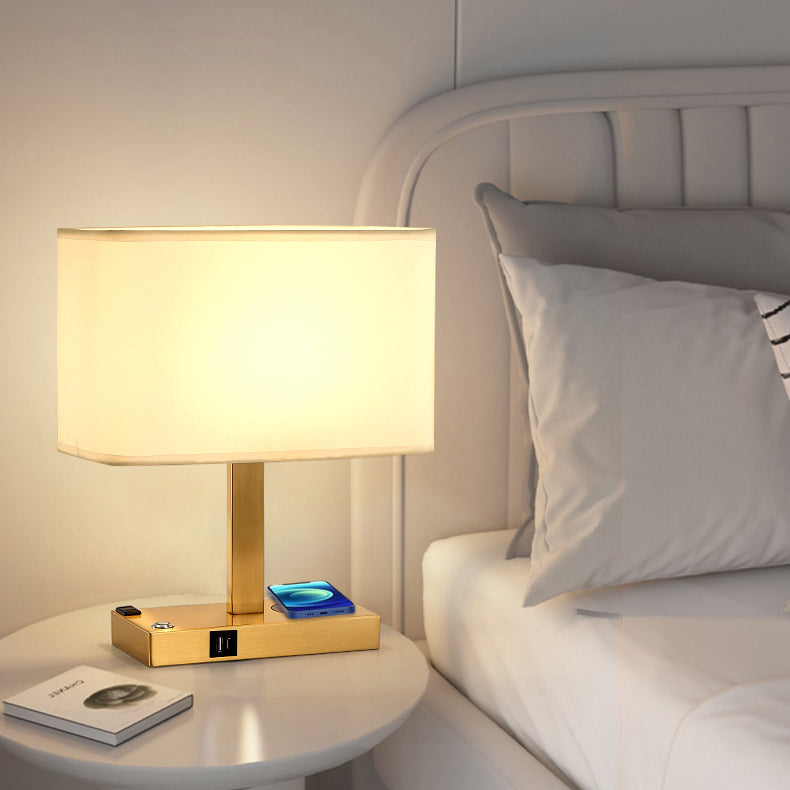 Rectangular Cloth Iron Living Table Lamp