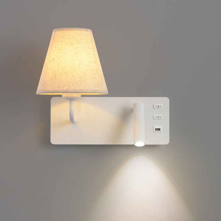 Iron Aluminum Fabric Cone Wall Lamp