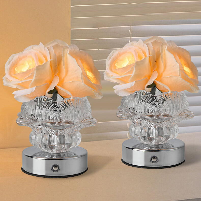 Decorative Rose Metal Glass Table Lamp