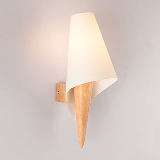 Wide Flare White Glass Wall Lamp