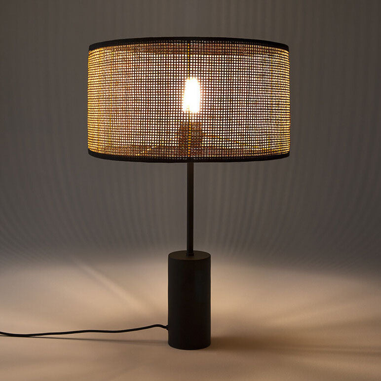 Rattan Weaving Cylinder Home Table Lamp