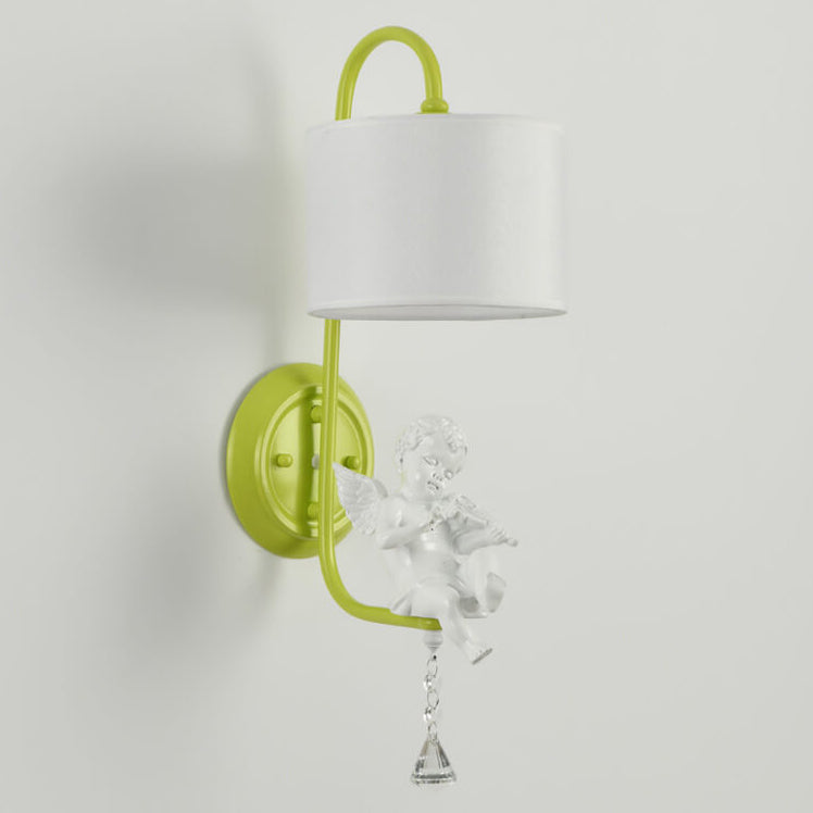Cream Angel Iron Crystal Wall Lamp