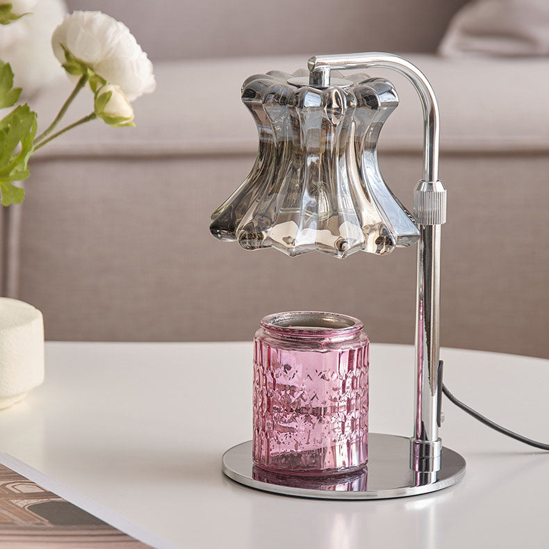 Floral Round Iron Glass Table Lamp