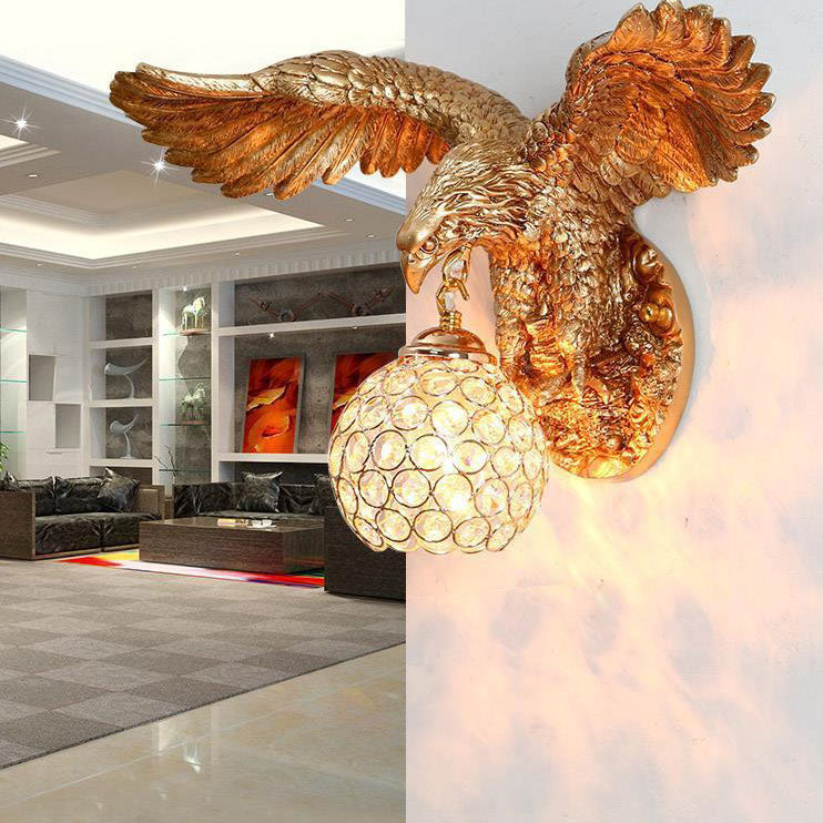 Resin Eagles Crystal Wall Lamp