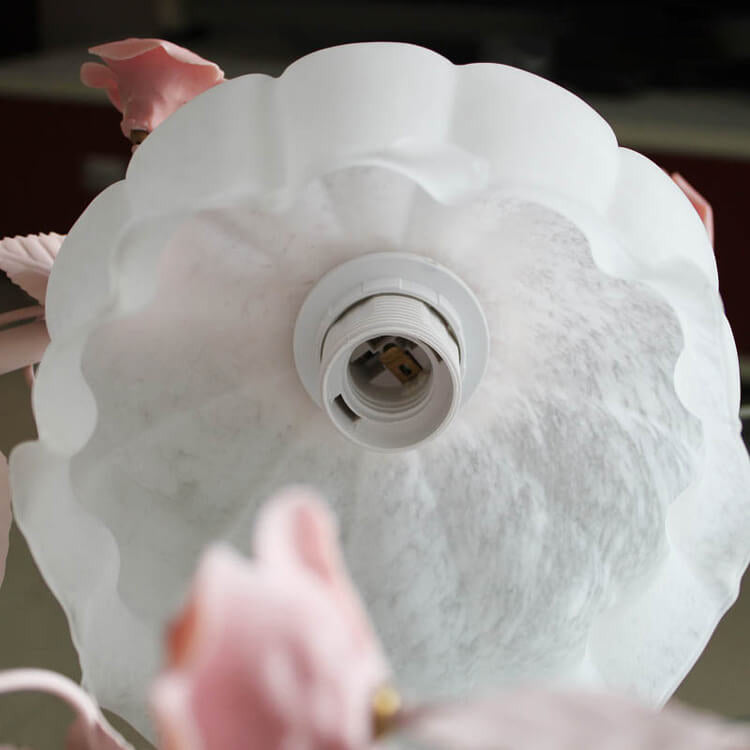 Romantic Pink Glass Ceramics Table Lamp