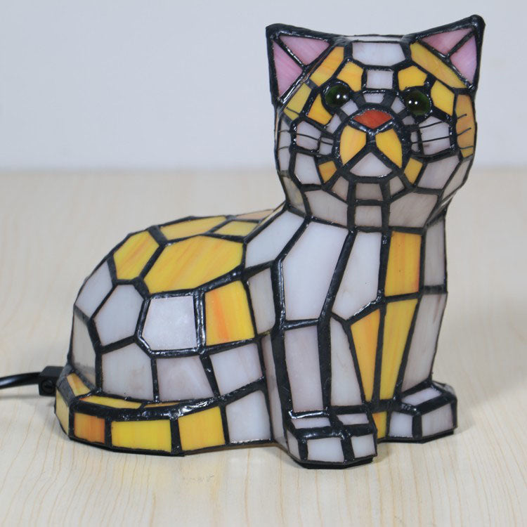 Stained Glass Cat Bedroom Table Lamp