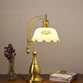 Camellia Printed Glass Copper Table Lamp