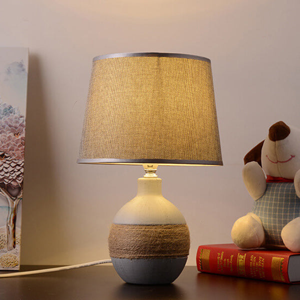 Style Twine Fabric Ceramic Table Lamp
