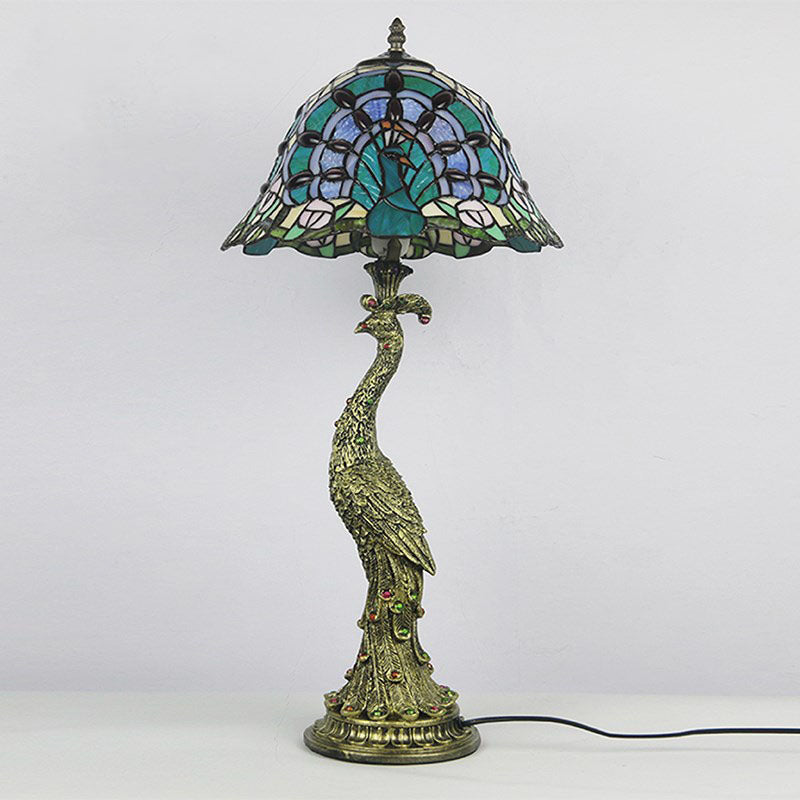 Peacock Gem Dome Glass Table Lamp