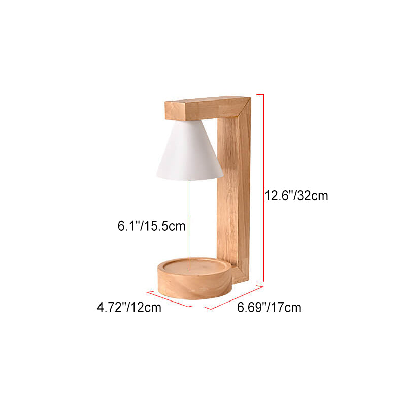 Cone Wood Metal Aroma Table Lamp