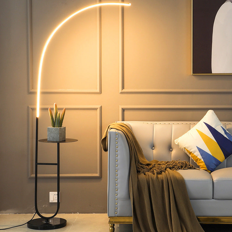 Arc Aluminum Strip Marble Floor Lamp