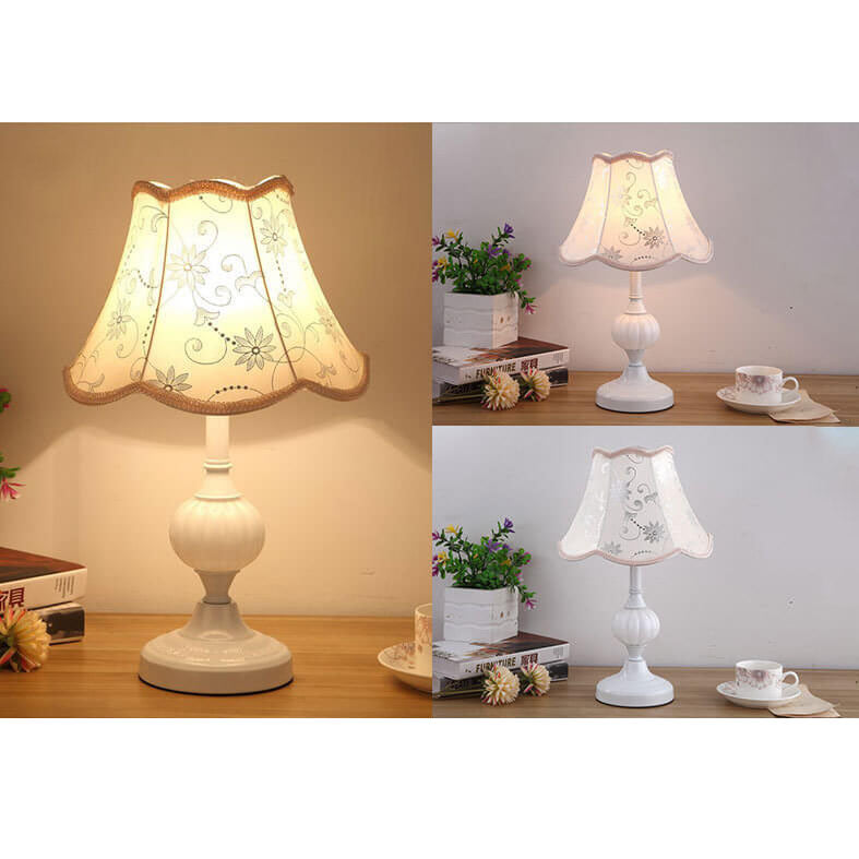 Floral Glass Fabric Table Lamp