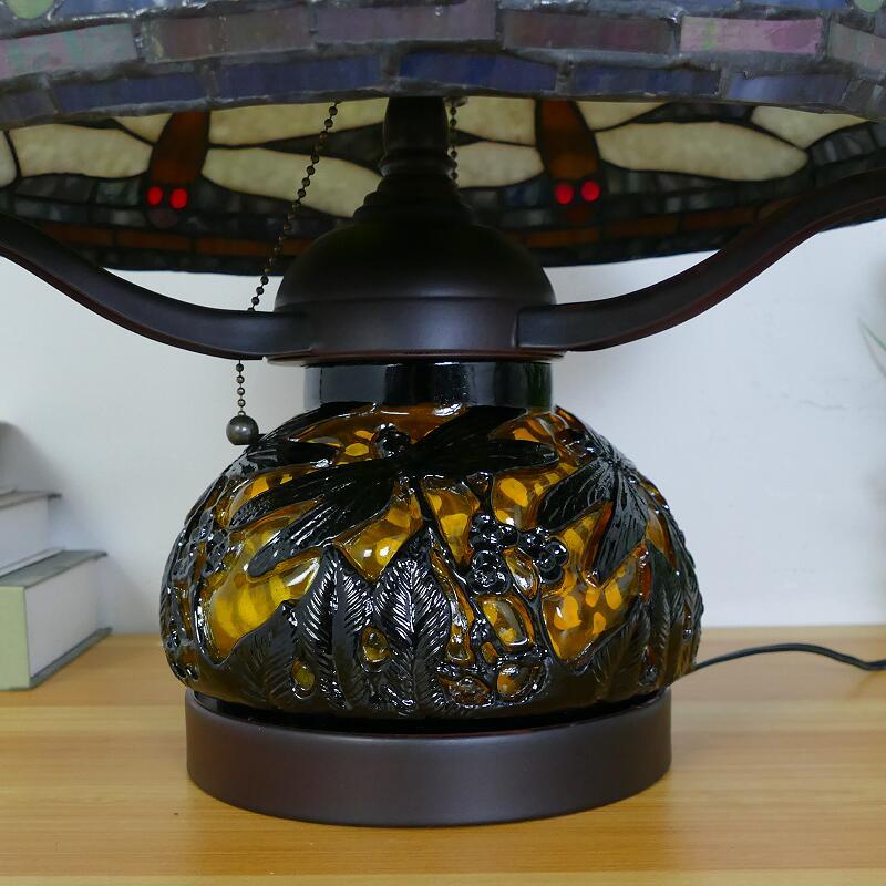 Iron Glass Conic Dragonfly 2-Light Table Lamp