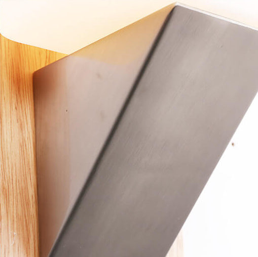 Square Glass Solid Wood Wall Lamp