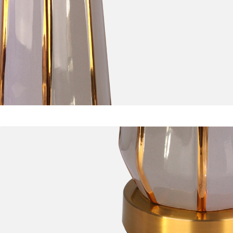 Cylindrical Ceramic Metal Fabric Table Lamp