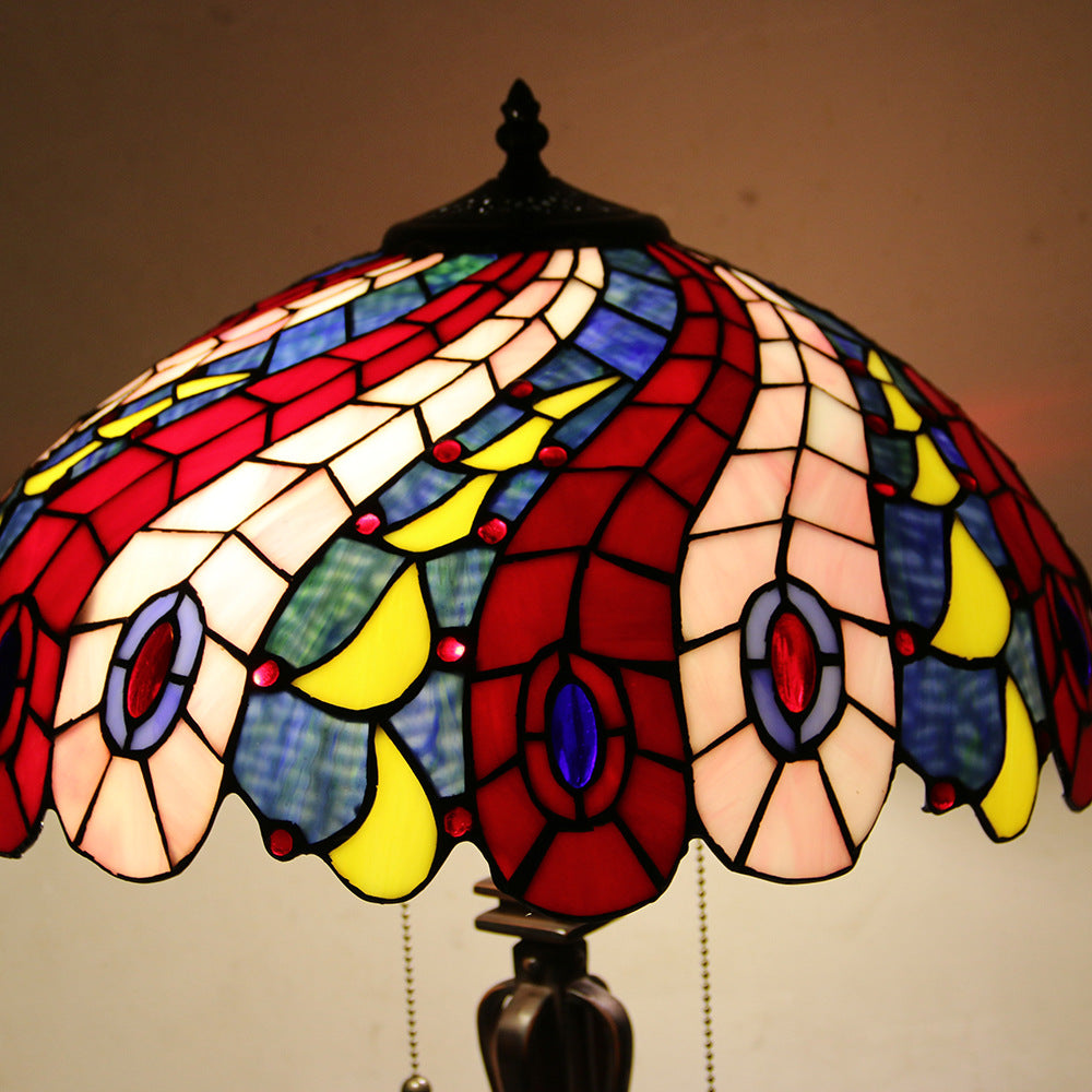 Mediterranean Stained Glass Cone 2-Light Table Lamp
