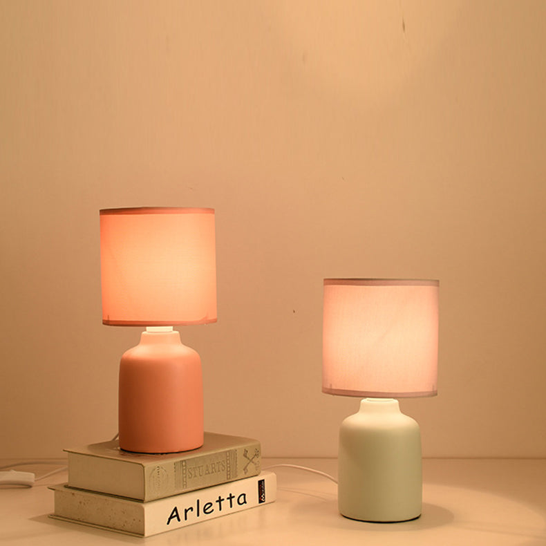 Cylindrical Cone Ceramic Fabric Table Lamp
