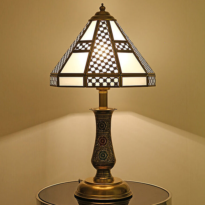 Glass Copper Bedroom Table Lamp