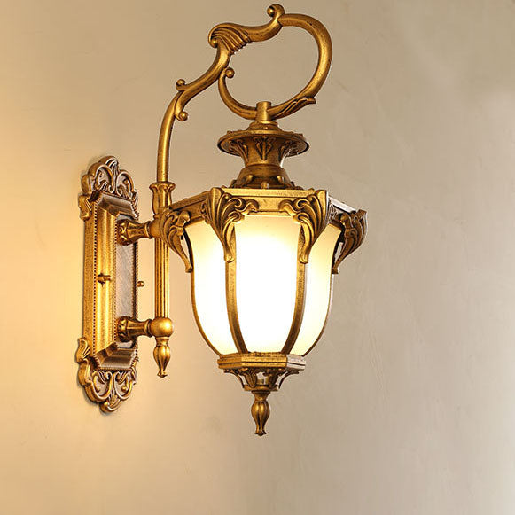 Aluminum Glass Carved Lantern Outdoor Light