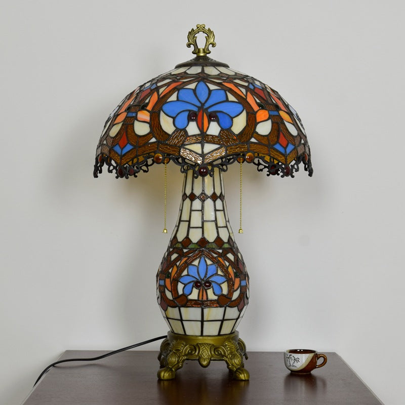Floral Peach Heart Design 3-Light Table Lamp