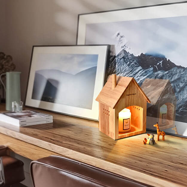 House Design Log Wood Table Lamp