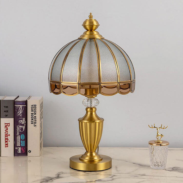 Brass Water Pattern Glass Table Lamp