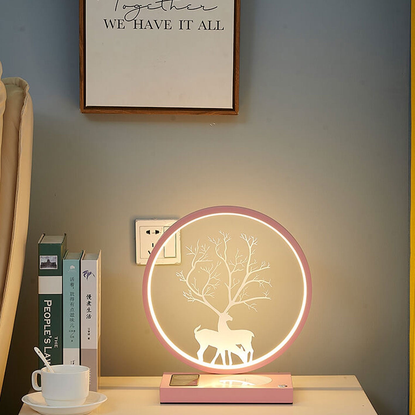 Round Deer Design Wireless Table Lamp