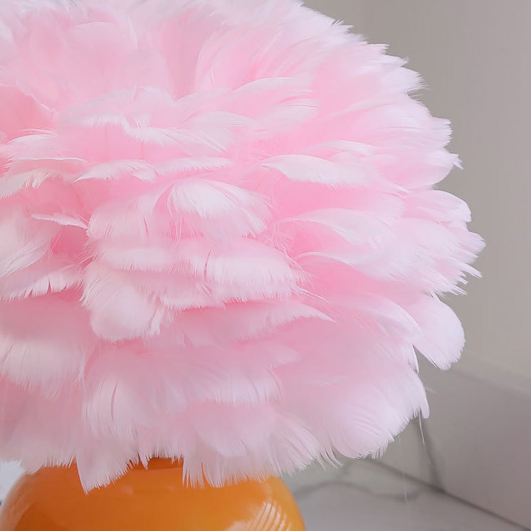 Feather Round Glass Goose Table Lamp