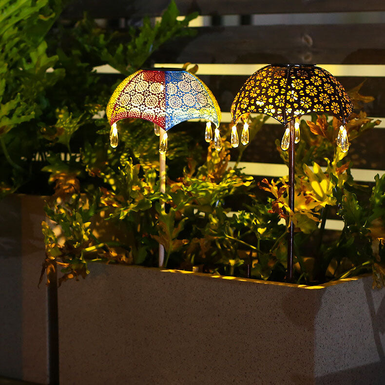Iron Colorful Umbrella Hollow Outdoor Light