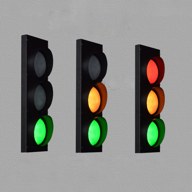 Rectangle Traffic Signal Iron Wall Lamp