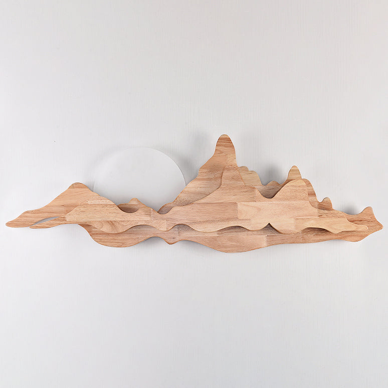 Round Mountain Shaped Wood Wall Lamp