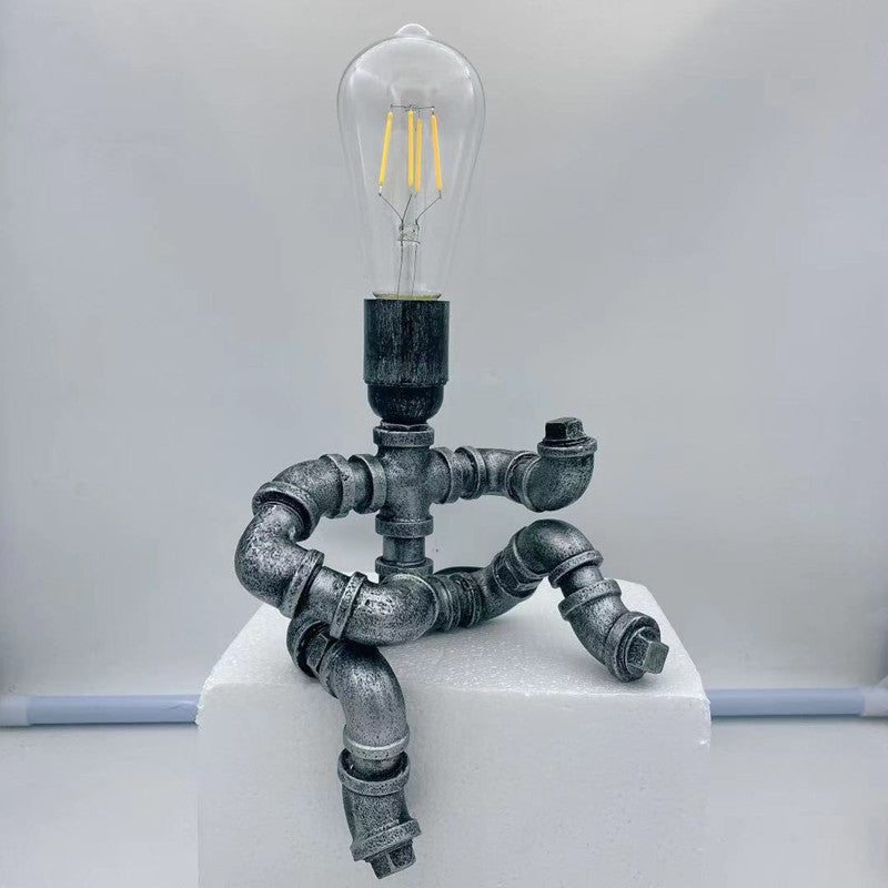 Iron Water Pipe Robot Table Lamp