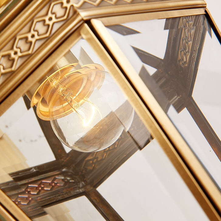 Hexagonal Lantern Copper Glass Outdoor Light