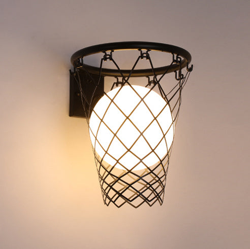 Kids Iron Glass Basketball Wall Lamp