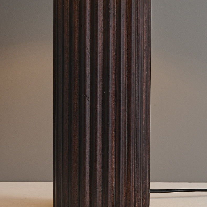 Cylinder Pleated Wood Fabric Table Lamp