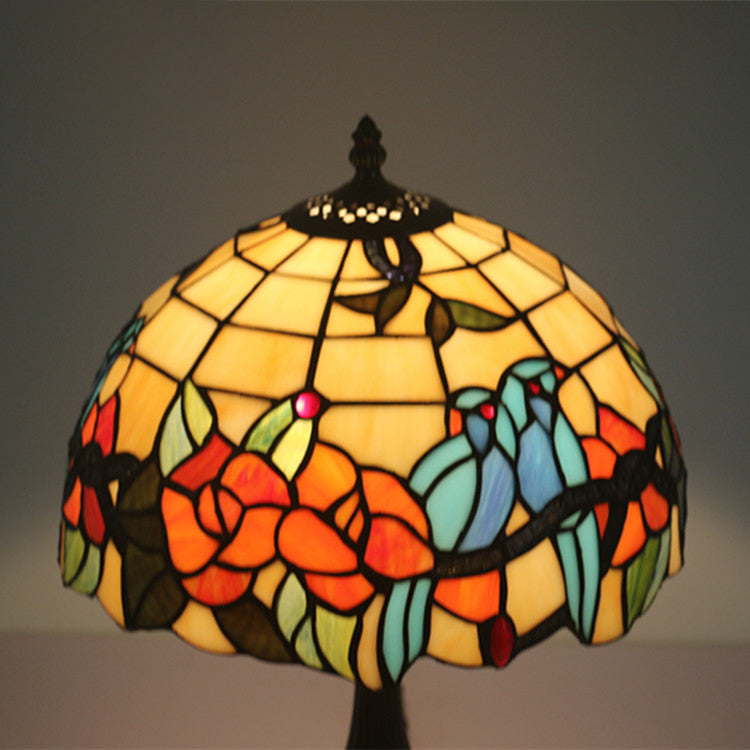 Stained Glass Rose Flower Table Lamp