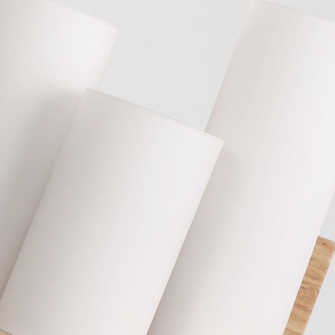 Cylindrical Wooden Glass Wall Lamp