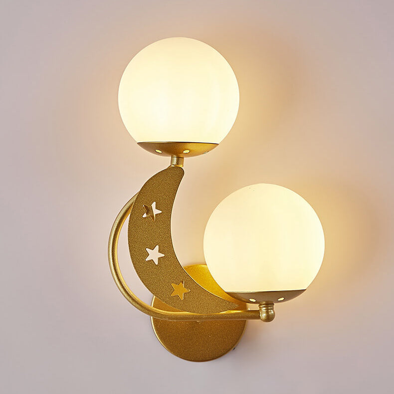 Glass Globe Lampshade Moon 2-Light Wall Lamp
