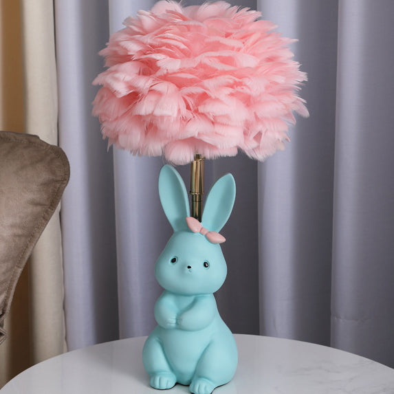 Rabbit Feather Orb Metal Table Lamp