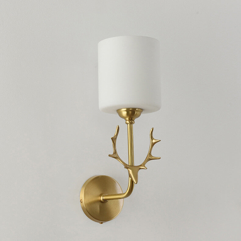 Glass Cylinder Antler Copper Wall Lamp