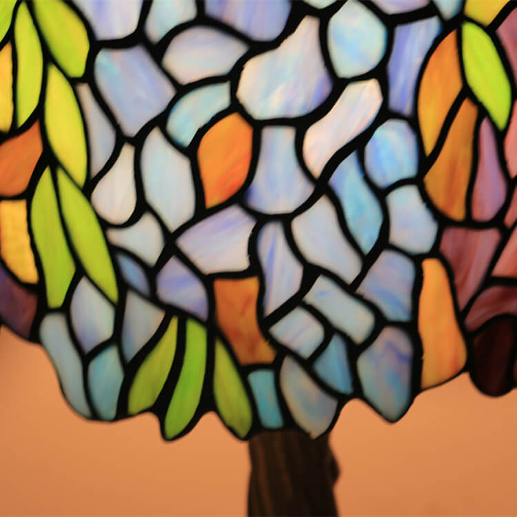 Colored Flower Glass Cylinder Table Lamp